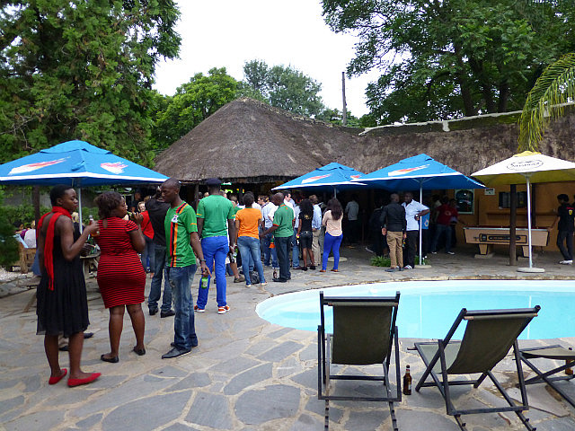 Crowd gathering for Zambia-Nigeria soccer game