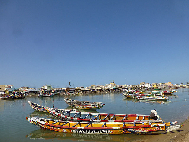 Colorful fishing boats on the eastern side