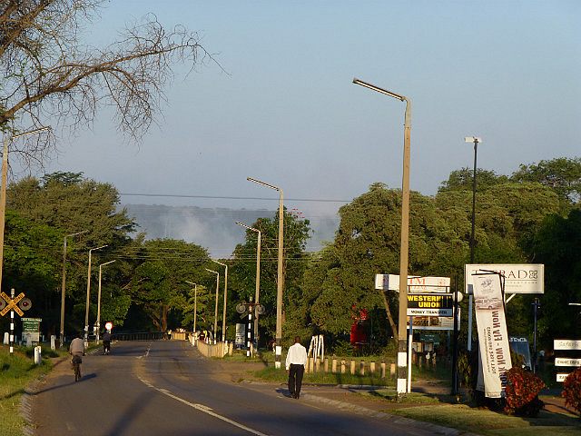 Spume from the Falls visible from city street