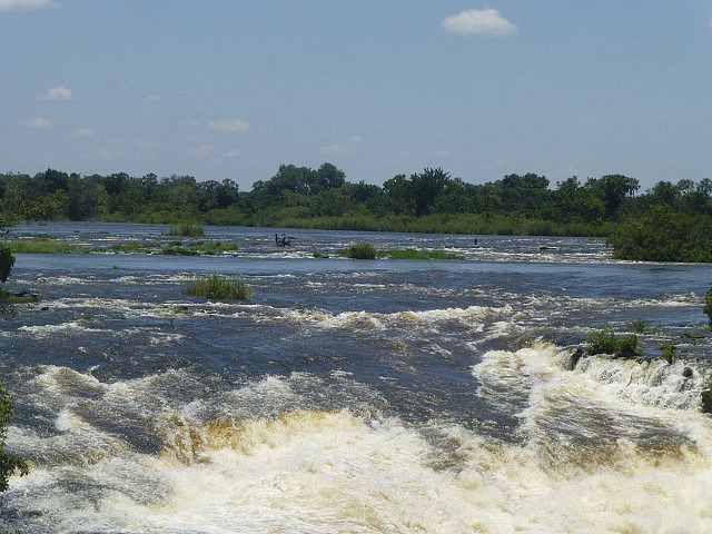 Zambezi River just meters above the falls