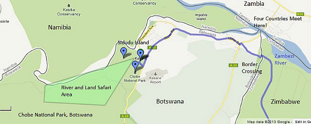 Map of Chobe National Park Game Viewing area