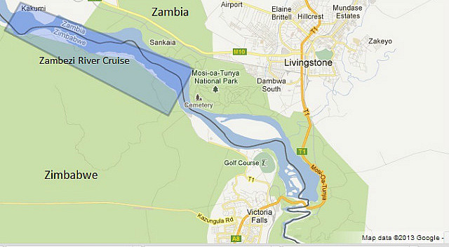 Map of Zambezi River Cruise (approximate)