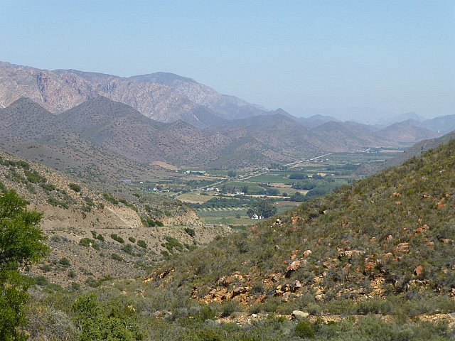 View of Prince Albert nestled among the mountains