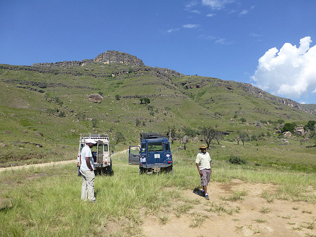 Land Rovers and guides