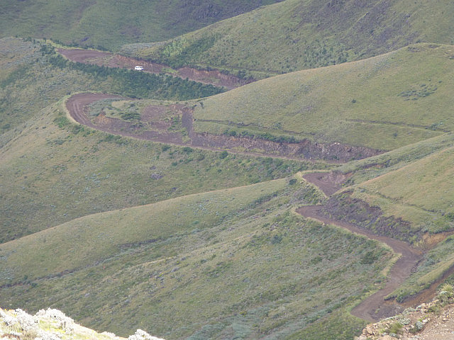 View of Sani Pass road from the ridge