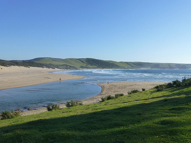 The estuary and beach view from Bulungula Lodge