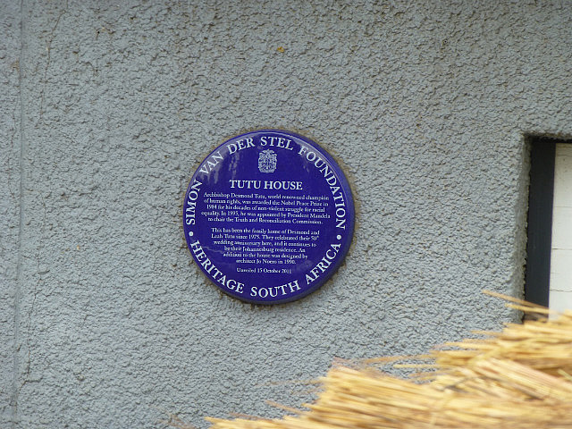Plaque at home of Desmond Tutu