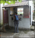 Entrance ticket office - note upside-down board