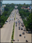 Road to Presedential Palace from top of Patuxai