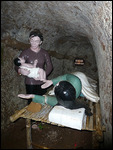 Makeshift maternity ward in the tunnel