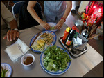 Masterclass - wrapping  springrolls in rice paper.