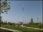 Tall flagpole in front of Palace of Nations