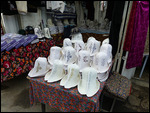 Traditional Kyrgyz hats for sale at the bazaar