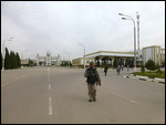 Between Kazakh and Uzbek border posts