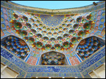Closer look at ornate ceiling at Abdul Aziz Khan