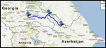 Sheki, Azerbaijan to Tbilisi, Georgia Route Map
