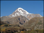Mt. Kazbeg towers over the town