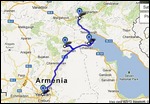 Yerevan-Lake Sevan-Dilijan Route Map