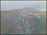 Distant view of Tatev from Halidzor at dusk