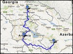 Stepanakert-Yerevan-Tbilisi Route Map