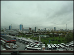 ASTI Intercity bus parking on a rainy day