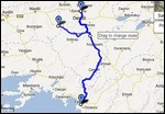 Fethiye-Pamukkale-Afrodisias Route Map