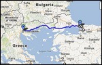 Istanbul to Thessaloniki Route Map (600 km)