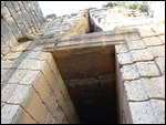 Massive stone lintel tops the entrance