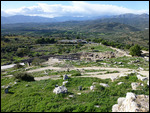 View of Mycenae ruins and Peloponnese countryside