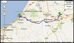 Route Map - Fes to Rabat (230 km)