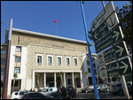 Government building and road signs