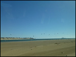 Kite surfers on the bay on the Dakhla peninsula