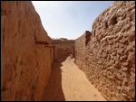 Narrow streets with sand piled up