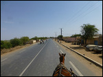 Horse cart to the highway