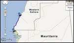 Route Map - Dakhla to Noadhibou (450 km)