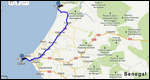 Route Map - Saint-Louis to Dakar (260 km)