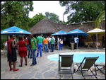 Crowd gathering for Zambia-Nigeria soccer game