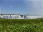 Walking along trail across the falls