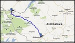 Route Map - Victoria Falls to Bulawayo (440 km)