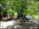 Setting up camp on an island