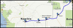 Route Map - Maun to Windhoek (813 km)