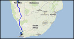 Route Map - Windhoek to Cape Town (1479 km)