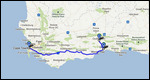 Route Map - Cape Town to Oudtshoorn (491 km)