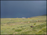 Distant house in the mountains