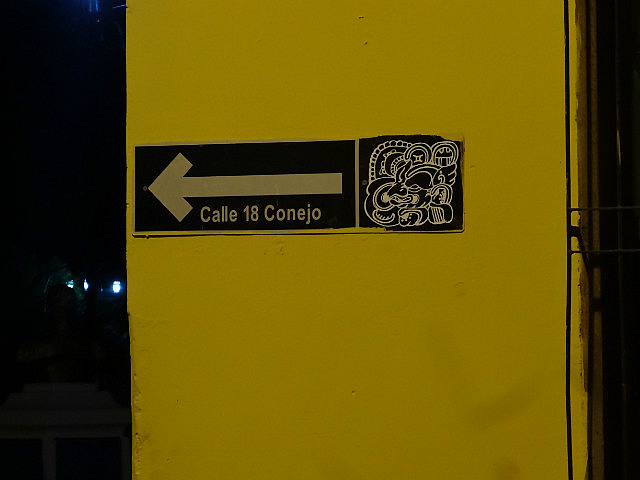 Street sign - 18 Rabbit (named after a Maya king)