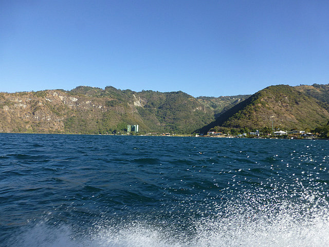 On a lancha on Lake Atitlan