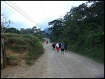 Villagers returning home from church