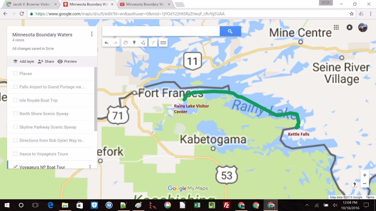 Voyageurs Boat Trip Map