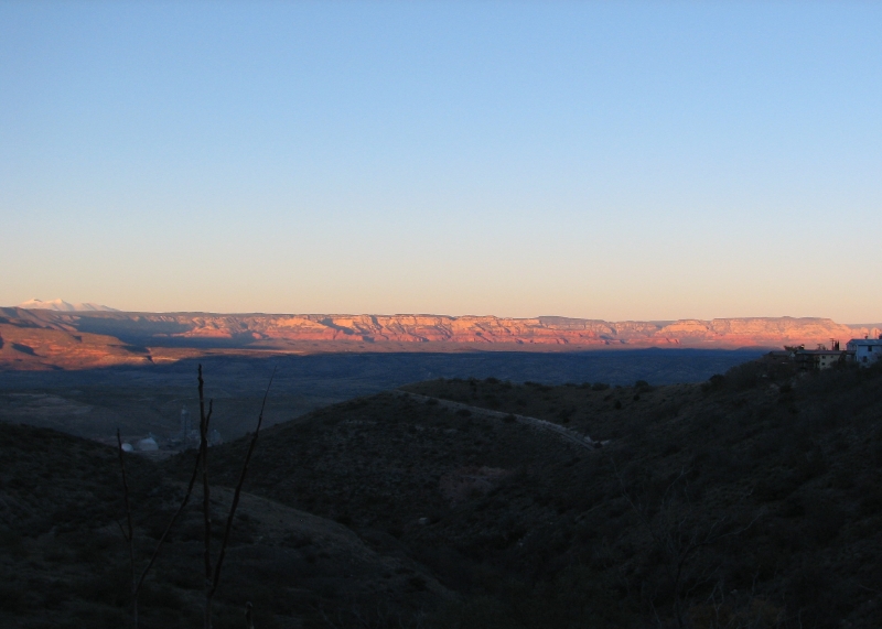 IMG_0823.JPG - From Jerome, view of a red rock mesa at sunset.