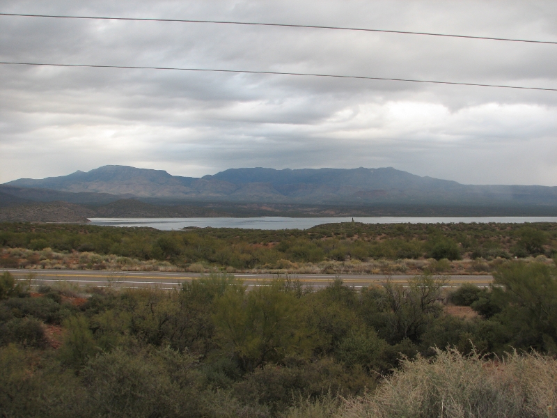 IMG_1012.JPG - Theodore Roosevelt Lake, a large reservoir formed by Theodore Roosevelt Dam on the Salt River. It is a popular recreation destination within the Tonto National Forest.